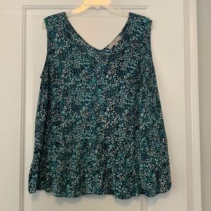 Loft Sleeveless Peplum Floral Blouse